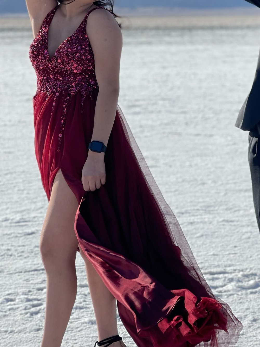 Nordstrom Red Sequin V-Neck Prom Dress